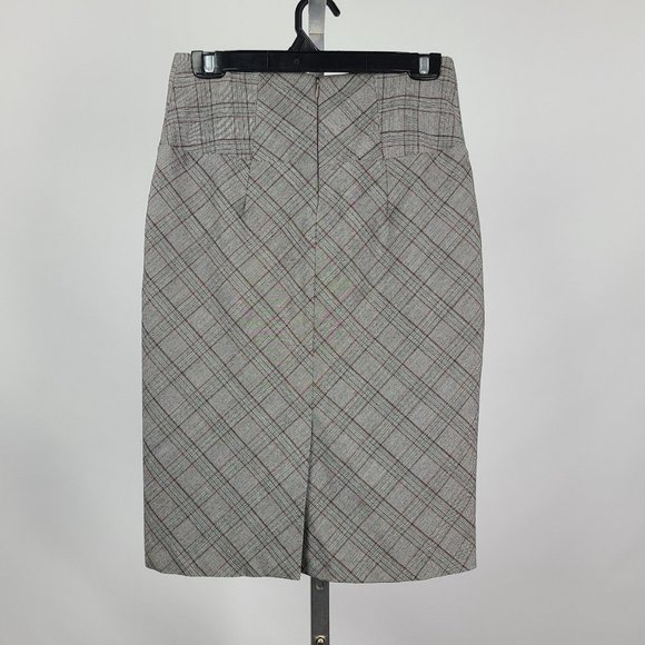 Chado Grey & Red Plaid Belted Midi Skirt Size S - Picture 5 of 12